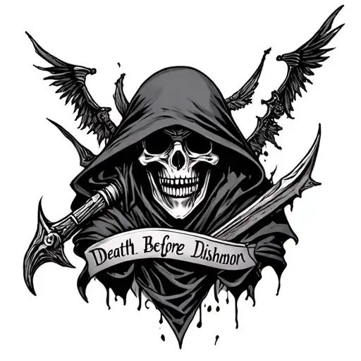 grim reaper death before dishonor tattoo design idea