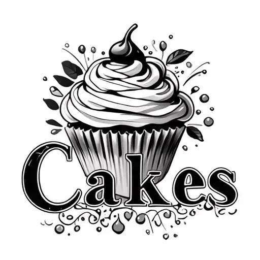 the word "Cakes" but the "a" replace with a cupcake tattoo design idea