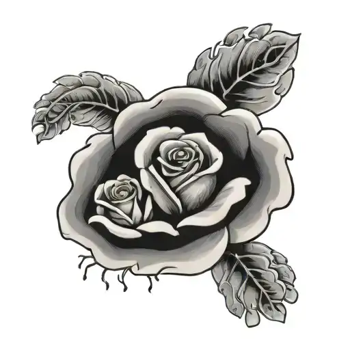 rose and baby handprint footprint intertwined tattoo design idea