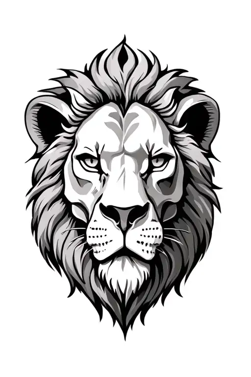 lion face half skull tattoo design idea