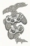 game controller, celtic pattern inspired tattoo design idea