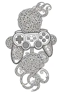 game controller, celtic pattern inspired tattoo design idea