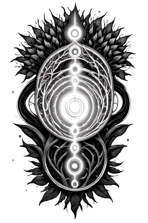 chakra and tree of life intertwined tattoo design idea