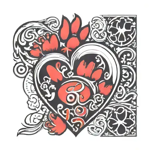 heart, paw print, with the name roy inside representing tattoo design idea