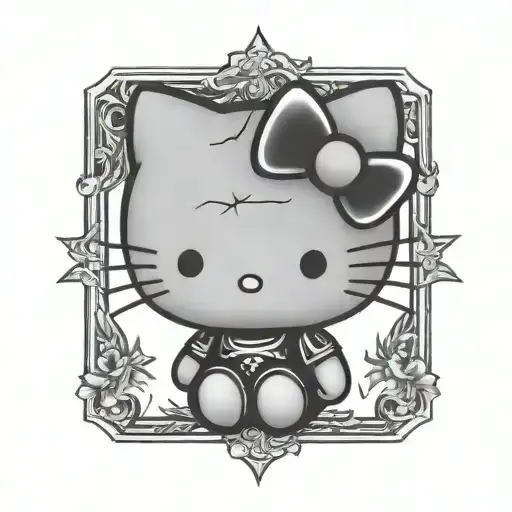 hello kitty black metal tattoo design idea
