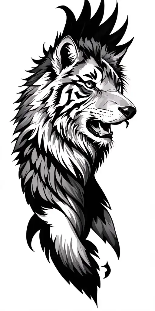 Lion Tiger Wolf Eagle design tattoo design idea