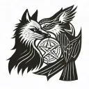 raven and fox face ing away from each other  with 67th Air Force patch  tattoo design idea