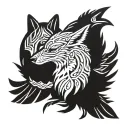 raven and fox face ing away from each other  with 67th Air Force patch  tattoo design idea