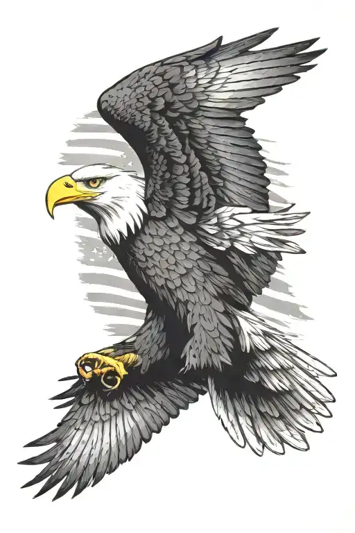 bald eagle flying, American flag, Italian flag morphing tattoo design idea