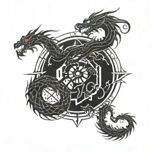 black dragon tattoo. masculine, dark triad, creepy. tattoo design idea