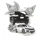 Honda Civic with Volkswagen rims tattoo design idea