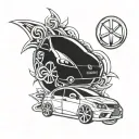 Honda Civic with Volkswagen rims tattoo design idea