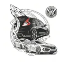 Honda Civic with Volkswagen rims tattoo design idea