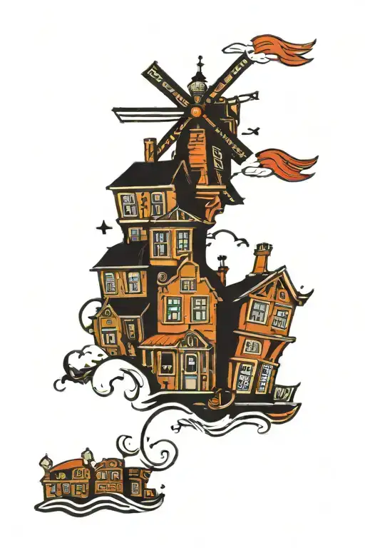 amsterdam houses tattoo design idea