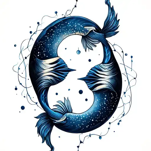 Aquarius and Pisces constellation intertwined tattoo design idea