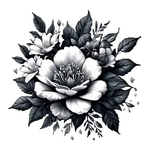 breast cancer flowers tattoo design idea