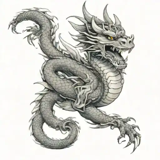 "A highly detailed Yakuza-style full-body tattoo covering the back and shoulders, featuring a powerful dragon with intri tattoo design idea