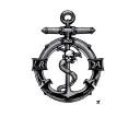 usmc ega with kabar as anchor and skull as globe  tattoo design idea