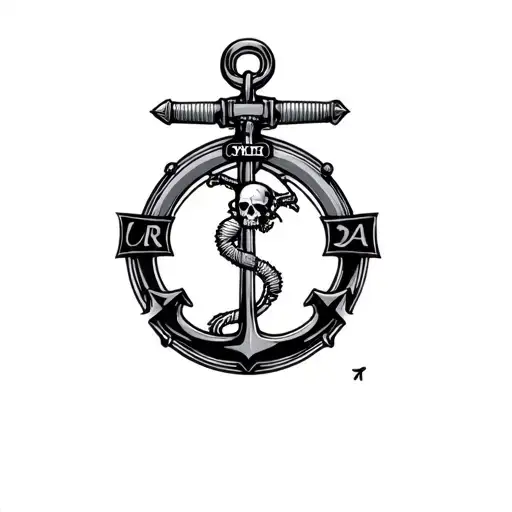 usmc ega with kabar as anchor and skull as globe  tattoo design idea