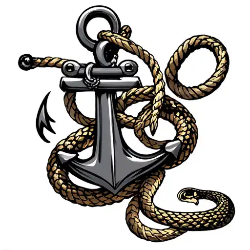 I would like a tattoo of a fouled anchor with a diamondback rattlesnake instead of the fouled rope. In the background I  tattoo design idea