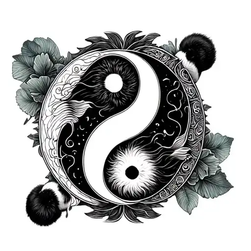 Panda Yin Yang Symbol Pisces Zodiac Sign tattoo design idea