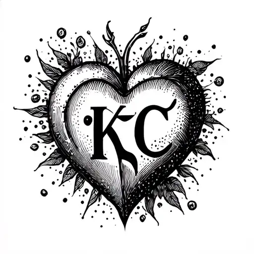A masculine tattoo of a heart with KC on it tattoo design idea