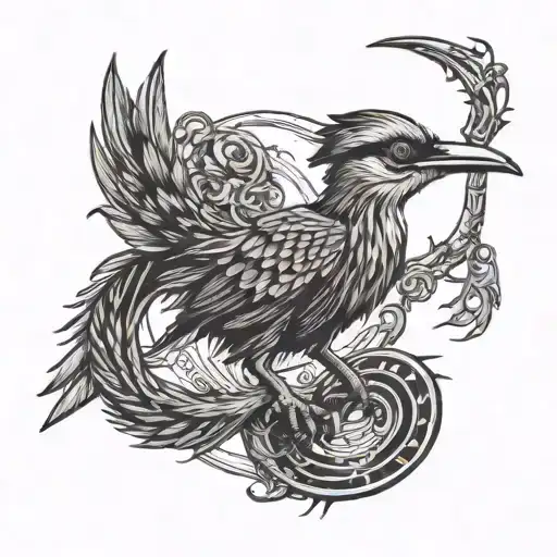 roadrunner scythe hanging tattoo design idea