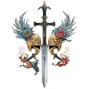 archangle Michael sword and shield helmet cross tattoo design idea