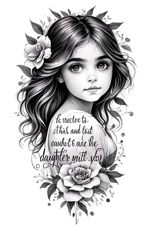 Daughter and Bible verse incorporated tattoo design idea