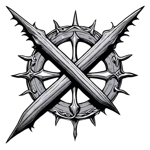 pitchfork mideval no shading simple tattoo design idea