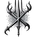 pitchfork mideval no shading simple tattoo design idea