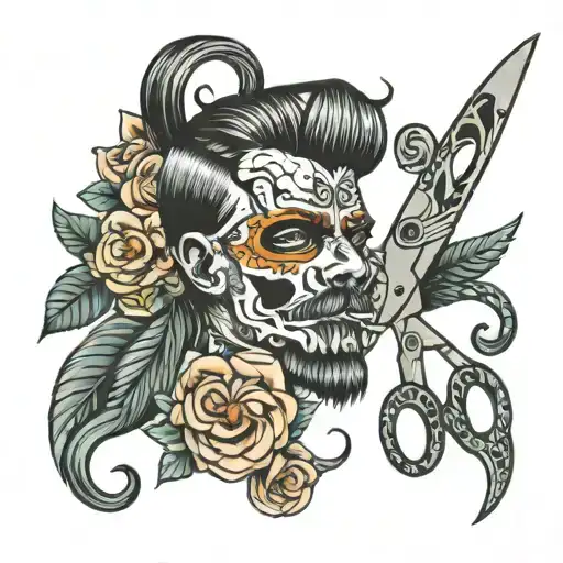 hair scissors and coach whistle tattoo design idea