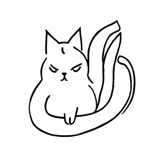cat with brush tail tattoo design idea