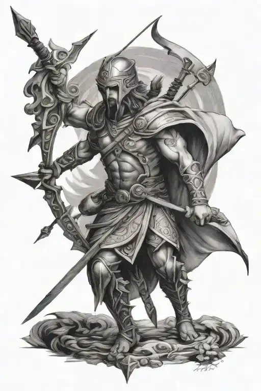 karma, karna & arrow tattoo design idea