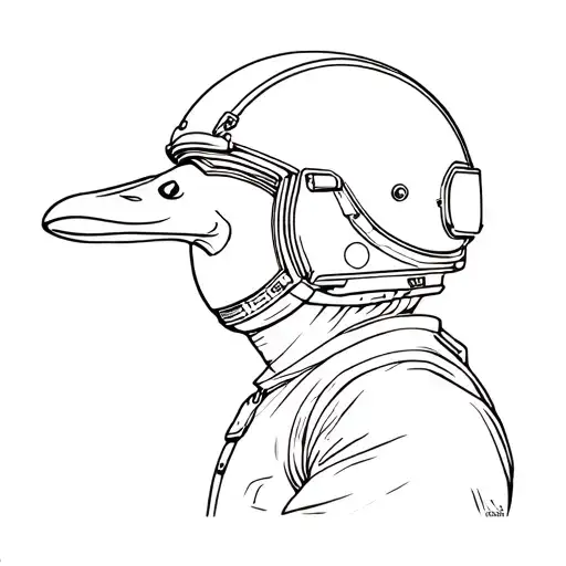 silly goose wearing a fighter pilot helmet tattoo design idea