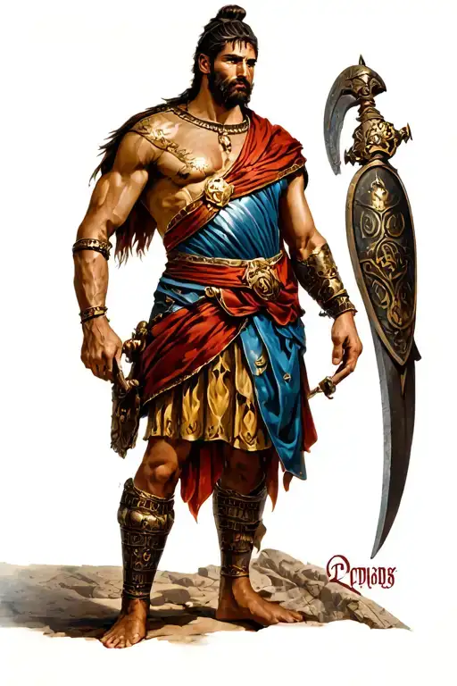 roman gladiator standing triumphantly tattoo design idea