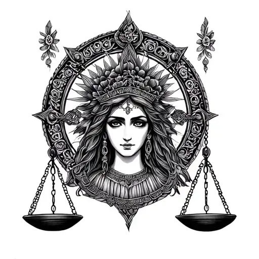 Libra Goddess Scales tattoo design idea