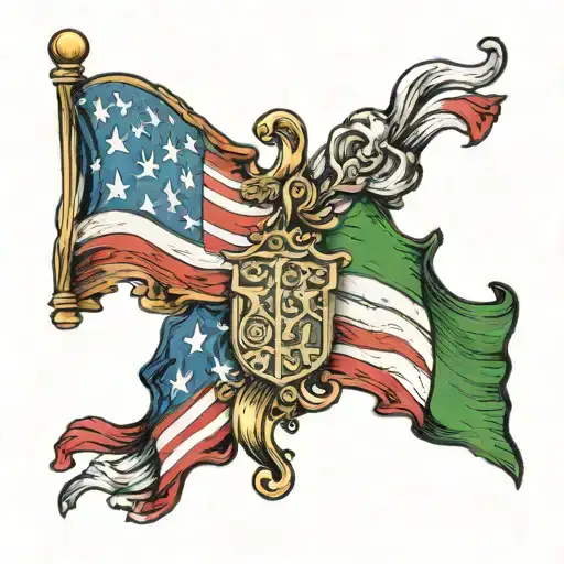 US Flag with Italian flag tattoo design tattoo design idea