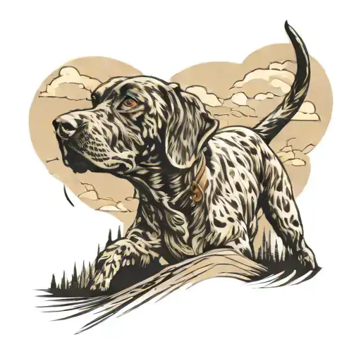 German shorthair pointer mountains inside tattoo design idea