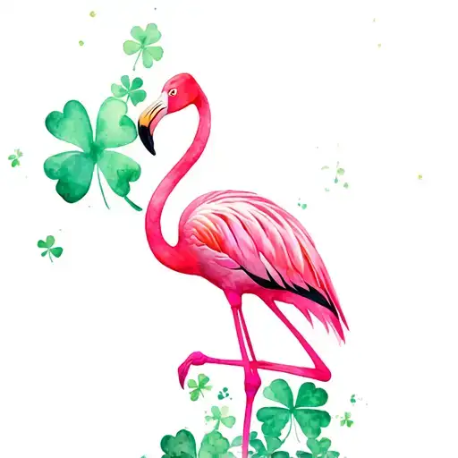 flamingo shamrock palm tree intertwined tattoo design idea