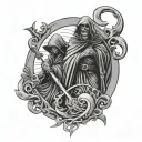 man and the reaper death seal tattoo design idea