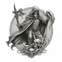 man and the reaper death seal tattoo design idea