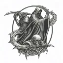 man and the reaper death seal tattoo design idea
