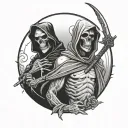 man and the reaper death seal tattoo design idea