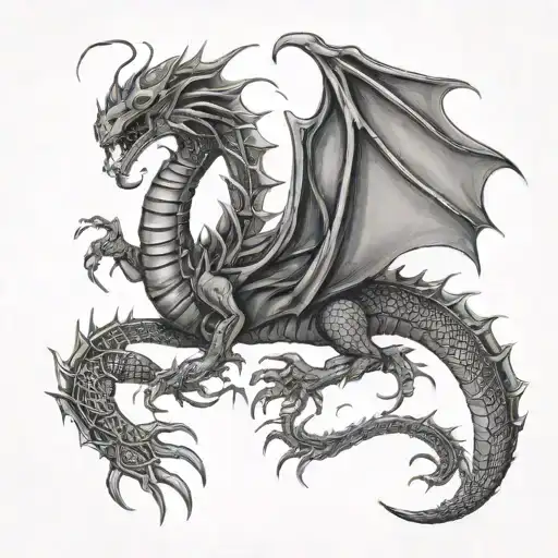 Scorpion and a dragon flying tattoo design idea