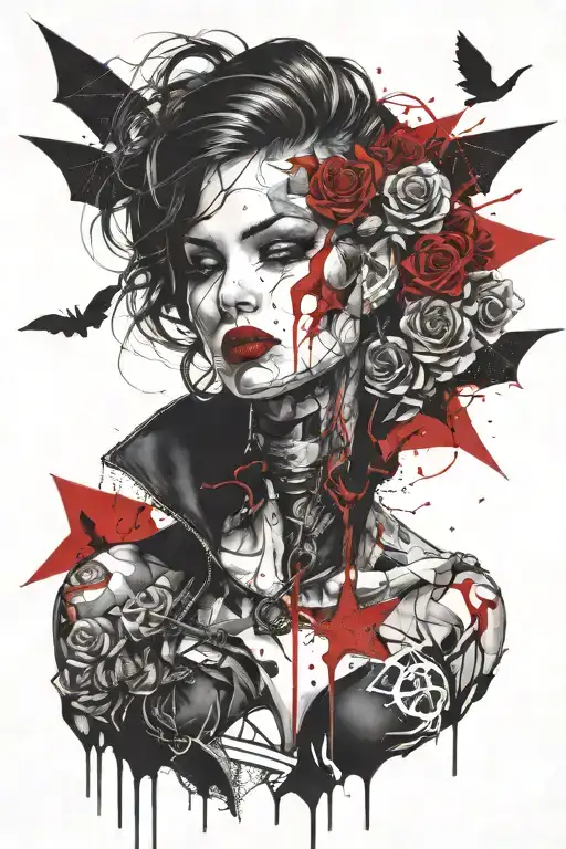 dark romance vampires tattoo design idea
