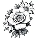 rose flower daffodil daisy marigold flower surrounded tattoo design idea
