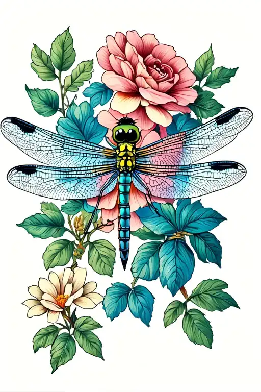 dragonfly resting tattoo design idea