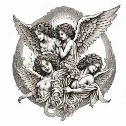 angels guiding souls tattoo design idea