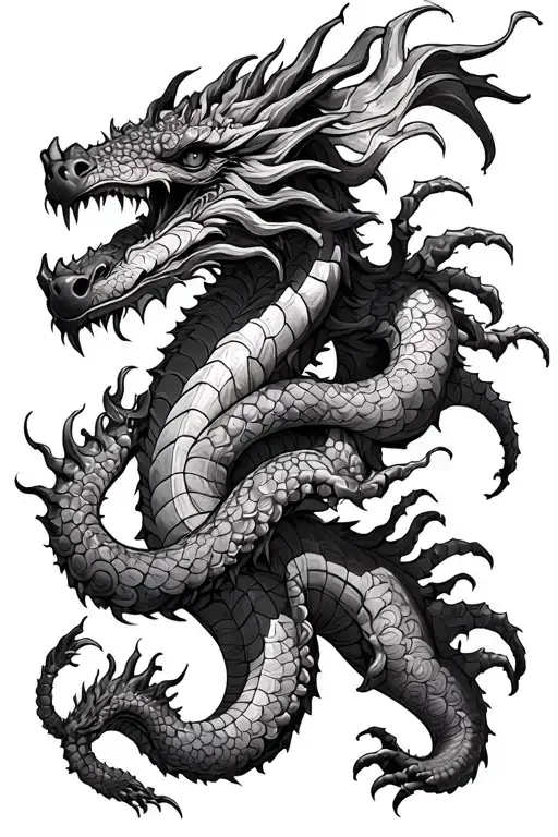 hydra dragon with 3 heads tattoo design idea